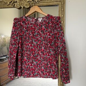 Floral Red and Green Women's Top